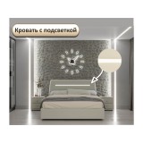 Мягкая кровать NEO с подсветкой и подъемным механизмом бежевая купить