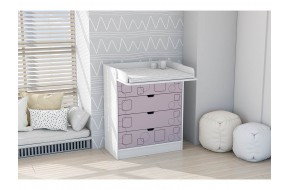 Детский Комод раскладной Бриз МДФ, Белый/Ирис (Квадрат)