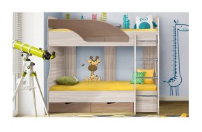 Двухъярусная кровать Бриз-5 80х190 Волна/Ясень шимо светлый/Шоко