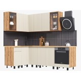 Угловая кухня Оливия NEW 1,4х2,4м, Крафт золотой/Кашемир недорого