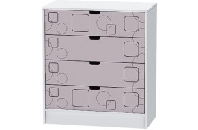 Детский Комод Бриз МДФ, Белый/Ирис (Квадрат)