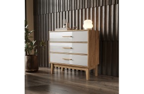 Комод 3 ящика Кельн (800), Крафт золотой/Белый глянец