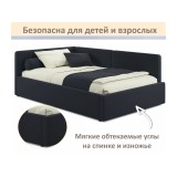 Мягкая кровать-тахта Kapri 1200 черная c подъемным механизмом недорого