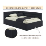 Мягкая кровать-тахта Aura 900 черная с подъемным механизмом распродажа