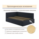 Мягкая кровать-тахта Aura 1200 черная с подъемным механизмом фото