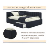 Мягкая кровать-тахта Milena 900 черная с ящиками распродажа