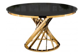 Стол Twist gold / black стеклянный