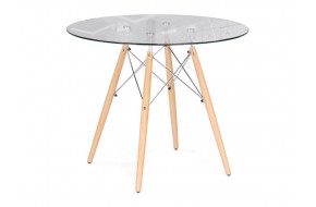 Стол PT-151 80х80х76 clear glass / wood стеклянный