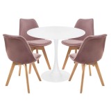 Ахели light purple / wood / white Обеденная группа недорого