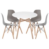 Гуанора 80 gray / white / wood Обеденная группа недорого