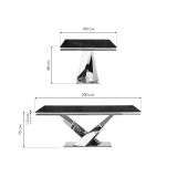 Levon 200x100x75 black Стол стеклянный купить