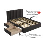 Мягкая кровать Olivia 1600 шоколад с ящиками распродажа