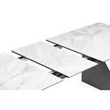 Денхольм 240(290)х100х75 белый мрамор / черный Стол стеклянный распродажа