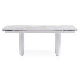 Стеклянный стол Монерон 200(260)х100х77 белый мрамор / белый Сто распродажа