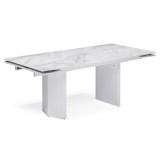 Стеклянный стол Монерон 200(260)х100х77 белый мрамор / белый Сто недорого