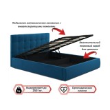 Мягкая кровать Selesta 1600 синяя с подъемным механизмом от производителя