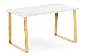 Кухонный стол Селена 2 160х90х77 белый мрамор / золото