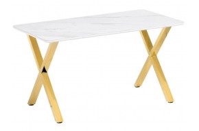Обеденный стол Селена 3 160х90х77 белый мрамор / золото