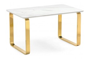 Кухонный стол Селена 4 160х90х77 белый мрамор / золото