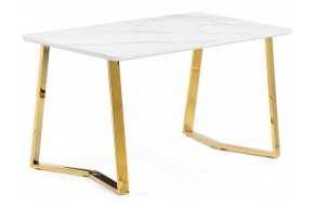 Обеденный стол Селена 1 40х80х77 белый мрамор / золото