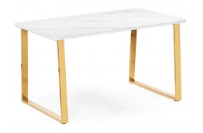 Кухонный стол Селена 2 140х80х77 белый мрамор / золото