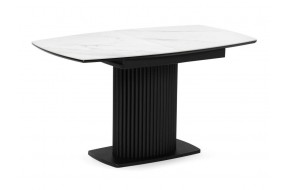 Обеденный стол Фестер 140(180)х80х76 белый мрамор / черный
