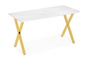 Кухонный стол Селена 3 180х90х77 белый мрамор / золото