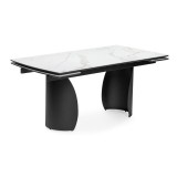 Готланд 160(220)х90х79 белый мрамор / черный Керамический стол недорого