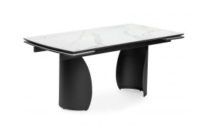 Кухонный стол Готланд 160(220)х90х79 белый мрамор / черный Керамический