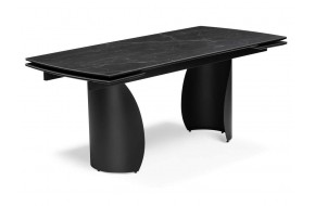 Готланд 160(220)х90х79 черный мрамор / черный Керамический стол