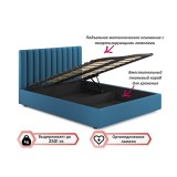 Мягкая кровать с тумбами Olivia 1600 синяя с подъемным механизмо от производителя