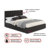 Мягкая кровать с тумбами Olivia 1600 шоколад с подъемным механиз от производителя