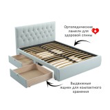 Мягкая кровать Verona 1600 мята пастель с ящиками распродажа