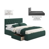 Мягкая кровать Verona 1600 изумруд с ящиками распродажа