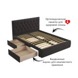 Мягкая кровать Verona 1600 шоколад с ящиками купить