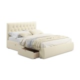 Мягкая кровать Verona 1600 бежевая с ящиками недорого