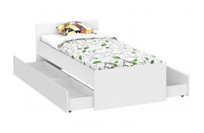 Кровать Валенсия 90х200 ящиками белый текстурный